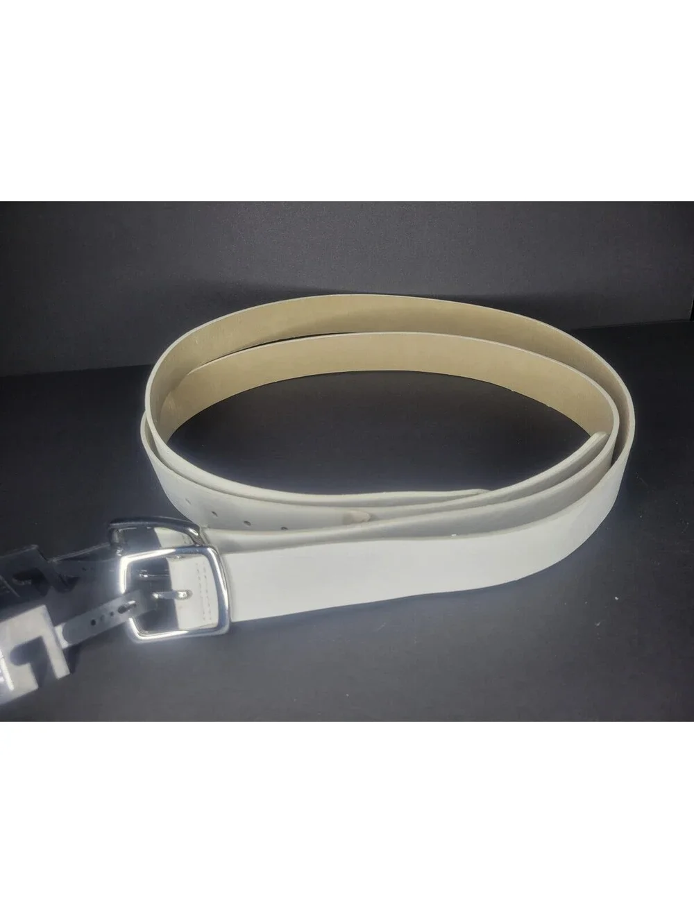 2Pc INC International Concepts Womens Faux Leather Solid White Casual Belt XL